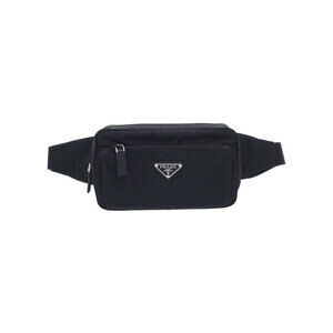 PRADA Re Saffiano Leather Belt Body Crossbody Bum Bag Body Black